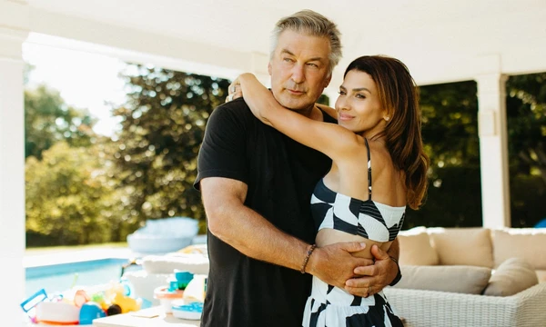 Alec and Hilaria Baldwin embrace at their home in The Baldwins.
